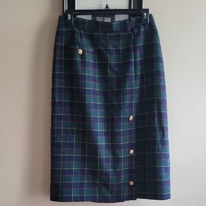 Hobnobber Vintage Virgin Wool Plaid Pencil Skirt